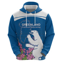 Personalized Greenland National Day Zip Hoodie Polar Bear With Dwarf Fireweed