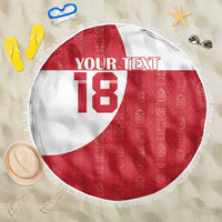 Custom Greenland Football Beach Blanket Polar-Bamserne Tupilaq Pattern