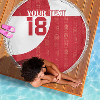 Custom Greenland Football Beach Blanket Polar-Bamserne Tupilaq Pattern