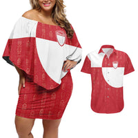 Custom Greenland Football Couples Matching Off Shoulder Short Dress and Hawaiian Shirt Polar-Bamserne Tupilaq Pattern