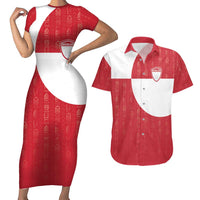 Custom Greenland Football Couples Matching Short Sleeve Bodycon Dress and Hawaiian Shirt Polar-Bamserne Tupilaq Pattern