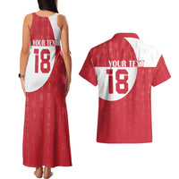 Custom Greenland Football Couples Matching Tank Maxi Dress and Hawaiian Shirt Polar-Bamserne Tupilaq Pattern