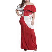 Custom Greenland Football Family Matching Off Shoulder Maxi Dress and Hawaiian Shirt Polar-Bamserne Tupilaq Pattern