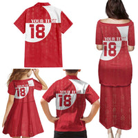 Custom Greenland Football Family Matching Puletasi and Hawaiian Shirt Polar-Bamserne Tupilaq Pattern