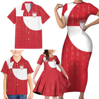 Custom Greenland Football Family Matching Short Sleeve Bodycon Dress and Hawaiian Shirt Polar-Bamserne Tupilaq Pattern