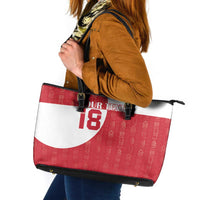 Custom Greenland Football Leather Tote Bag Polar-Bamserne Tupilaq Pattern