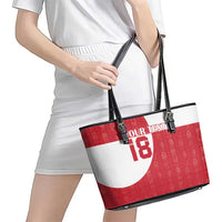 Custom Greenland Football Leather Tote Bag Polar-Bamserne Tupilaq Pattern