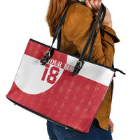 Custom Greenland Football Leather Tote Bag Polar-Bamserne Tupilaq Pattern