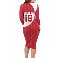 Custom Greenland Football Long Sleeve Bodycon Dress Polar-Bamserne Tupilaq Pattern