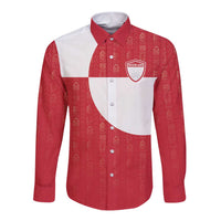 Custom Greenland Football Long Sleeve Button Shirt Polar-Bamserne Tupilaq Pattern