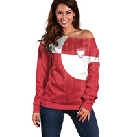 Custom Greenland Football Off Shoulder Sweater Polar-Bamserne Tupilaq Pattern