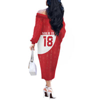 Custom Greenland Football Off The Shoulder Long Sleeve Dress Polar-Bamserne Tupilaq Pattern