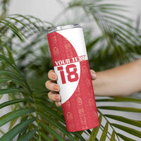 Custom Greenland Football Skinny Tumbler Polar-Bamserne Tupilaq Pattern