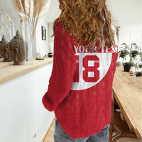 Custom Greenland Football Women Casual Shirt Polar-Bamserne Tupilaq Pattern