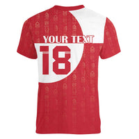 Custom Greenland Football Women V-Neck T-Shirt Polar-Bamserne Tupilaq Pattern