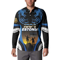 Custom Estonia National Flag Day Button Sweatshirt Mu isamaa, mu onn ja room