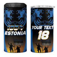 Custom Estonia National Flag Day 4 in 1 Can Cooler Tumbler Mu isamaa, mu onn ja room