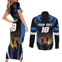 Custom Estonia National Flag Day Couples Matching Short Sleeve Bodycon Dress and Long Sleeve Button Shirt Mu isamaa, mu onn ja room