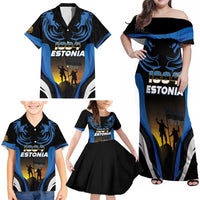Custom Estonia National Flag Day Family Matching Off Shoulder Maxi Dress and Hawaiian Shirt Mu isamaa, mu onn ja room