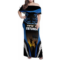 Custom Estonia National Flag Day Family Matching Off Shoulder Maxi Dress and Hawaiian Shirt Mu isamaa, mu onn ja room