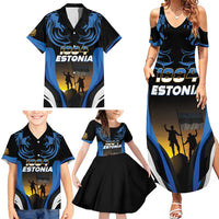 Custom Estonia National Flag Day Family Matching Summer Maxi Dress and Hawaiian Shirt Mu isamaa, mu onn ja room