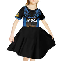 Custom Estonia National Flag Day Kid Short Sleeve Dress Mu isamaa, mu onn ja room