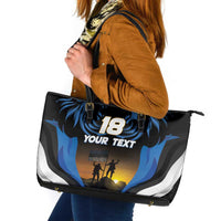 Custom Estonia National Flag Day Leather Tote Bag Mu isamaa, mu onn ja room