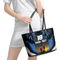 Custom Estonia National Flag Day Leather Tote Bag Mu isamaa, mu onn ja room