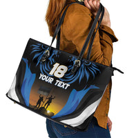 Custom Estonia National Flag Day Leather Tote Bag Mu isamaa, mu onn ja room