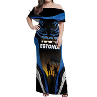 Custom Estonia National Flag Day Off Shoulder Maxi Dress Mu isamaa, mu onn ja room