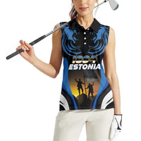 Custom Estonia National Flag Day Women Sleeveless Polo Shirt Mu isamaa, mu onn ja room