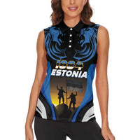 Custom Estonia National Flag Day Women Sleeveless Polo Shirt Mu isamaa, mu onn ja room