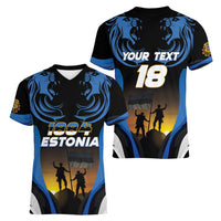 Custom Estonia National Flag Day Women V-Neck T-Shirt Mu isamaa, mu onn ja room