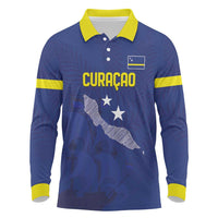 Custom Curacao Football Long Sleeve Polo Shirt La Pantera Negra