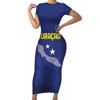 Custom Curacao Football Short Sleeve Bodycon Dress La Pantera Negra