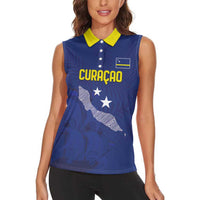 Custom Curacao Football Women Sleeveless Polo Shirt La Pantera Negra