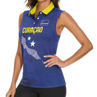 Custom Curacao Football Women Sleeveless Polo Shirt La Pantera Negra