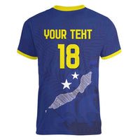 Custom Curacao Football Women V-Neck T-Shirt La Pantera Negra