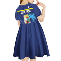 Personalized Curacao Flag Day Kid Short Sleeve Dress Dia di Bandera
