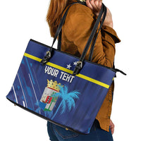 Personalized Curacao Flag Day Leather Tote Bag Dia di Bandera