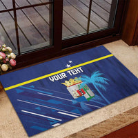Personalized Curacao Flag Day Rubber Doormat Dia di Bandera