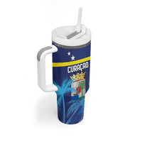 Personalized Curacao Flag Day Tumbler With Handle Dia di Bandera