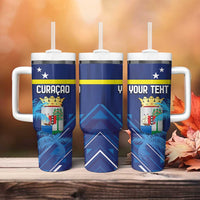 Personalized Curacao Flag Day Tumbler With Handle Dia di Bandera