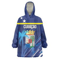 Personalized Curacao Flag Day Wearable Blanket Hoodie Dia di Bandera