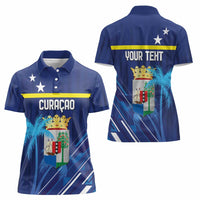 Personalized Curacao Flag Day Women Polo Shirt Dia di Bandera