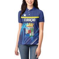 Personalized Curacao Flag Day Women Polo Shirt Dia di Bandera
