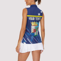 Personalized Curacao Flag Day Women Sleeveless Polo Shirt Dia di Bandera