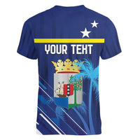 Personalized Curacao Flag Day Women V-Neck T-Shirt Dia di Bandera