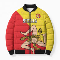 Custom Sicilia Football Bomber Puffer Jacket Naziunali Siciliana - Wonder Print Shop