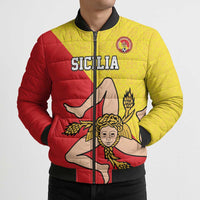 Custom Sicilia Football Bomber Puffer Jacket Naziunali Siciliana - Wonder Print Shop
